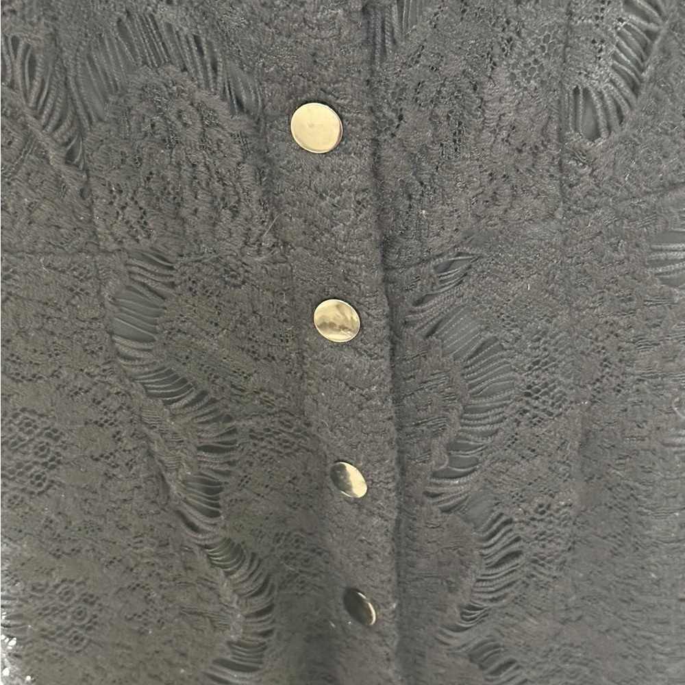 Intimately Free People Black Lace Mini Dress Sleeveless with Front Snaps Size XS - Picture 7 of 7